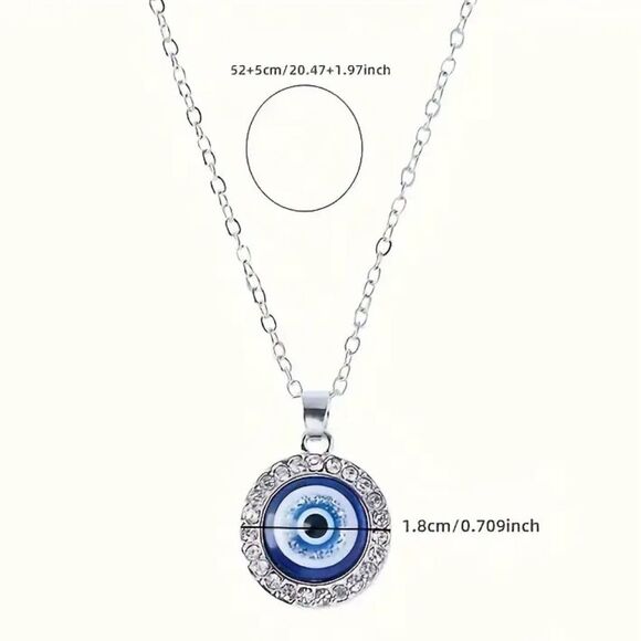 👁️ Silver Evil Eye Pendant Necklace 👁️ - Picture 11 of 12
